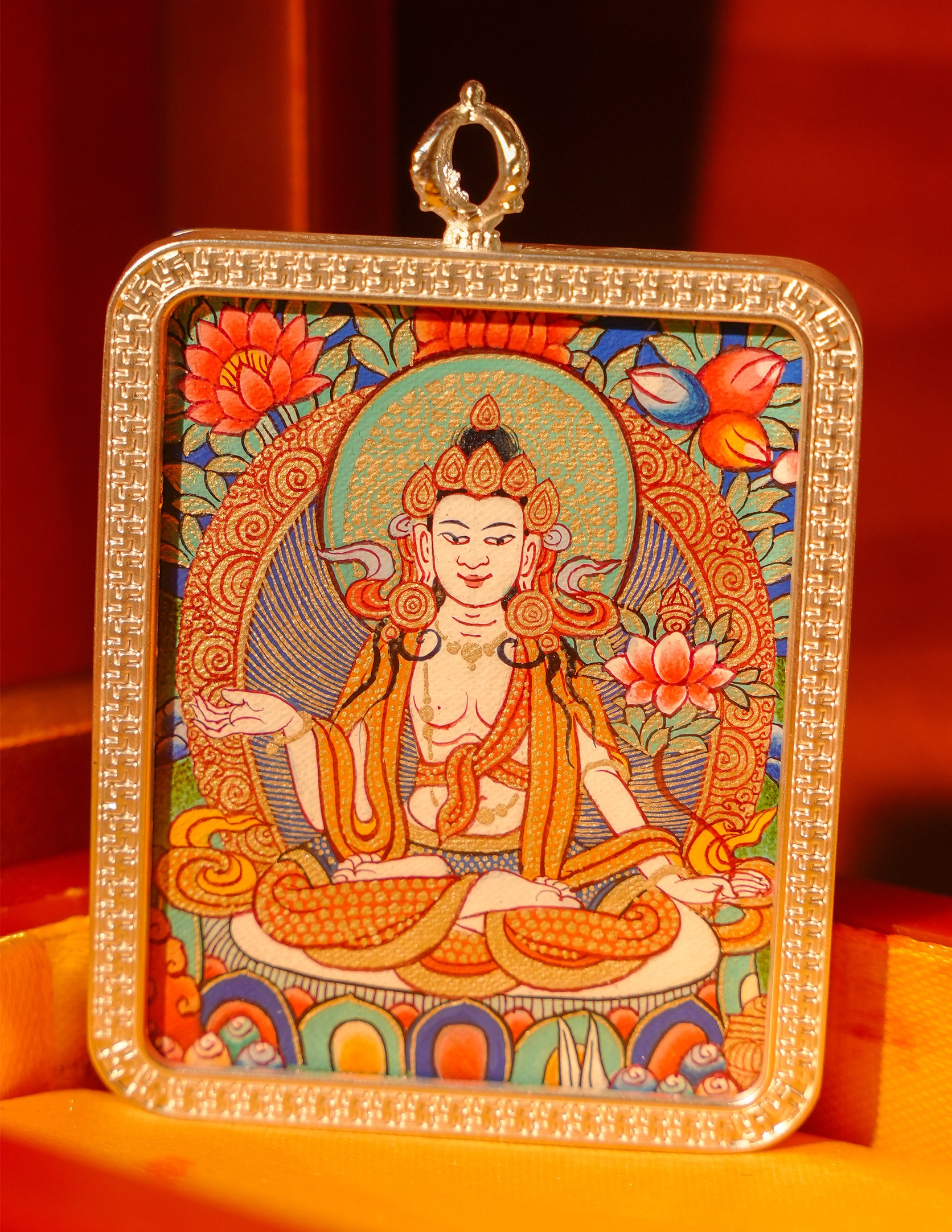 Mahasthamaprapta Buddha thangka Pendant/ Locket/ Necklace/ Portable/ GauBOX/ Buddha amulet/ Carry-on/ Travel friendly TS090009