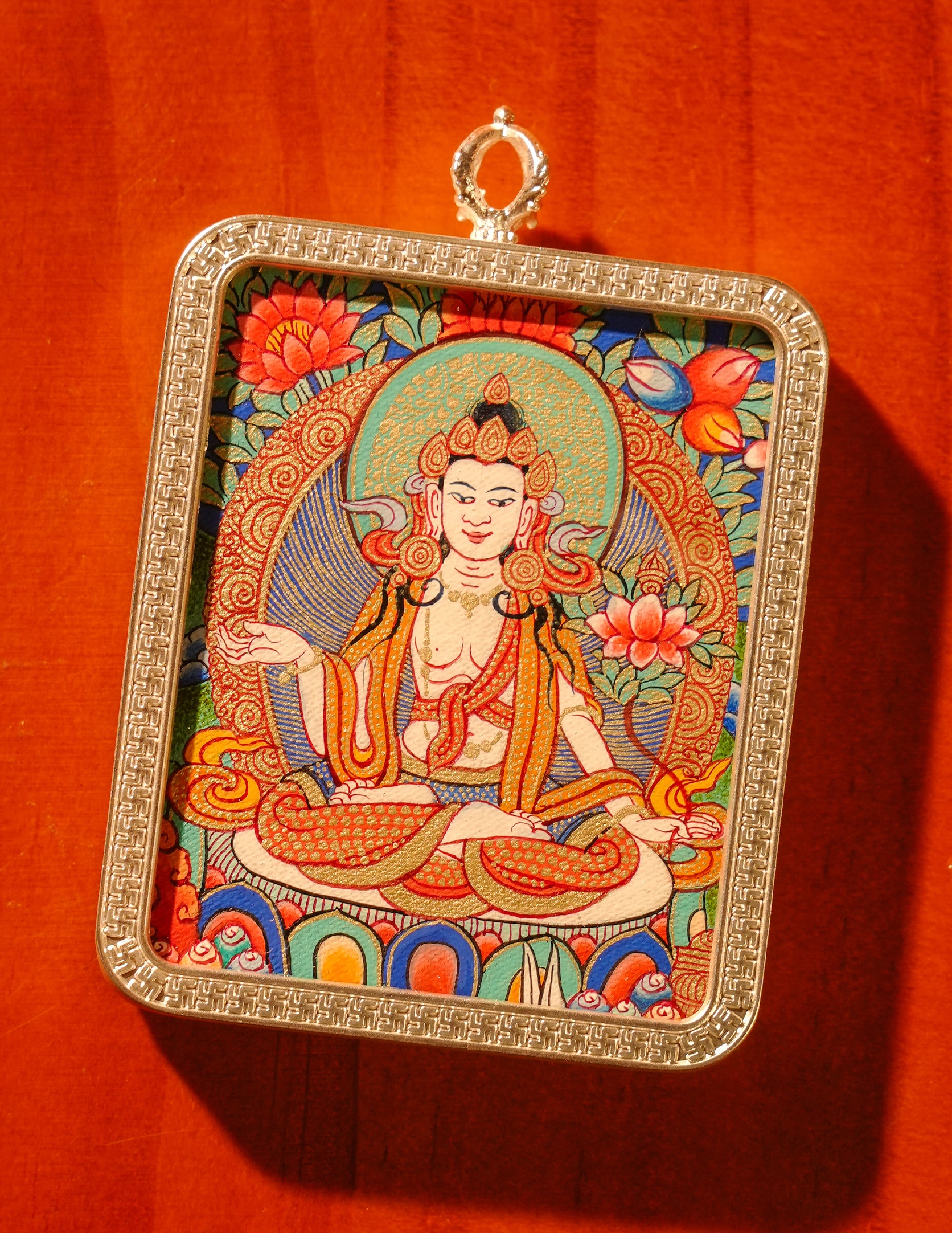Mahasthamaprapta Buddha thangka Pendant/ Locket/ Necklace/ Portable/ GauBOX/ Buddha amulet/ Carry-on/ Travel friendly TS090009