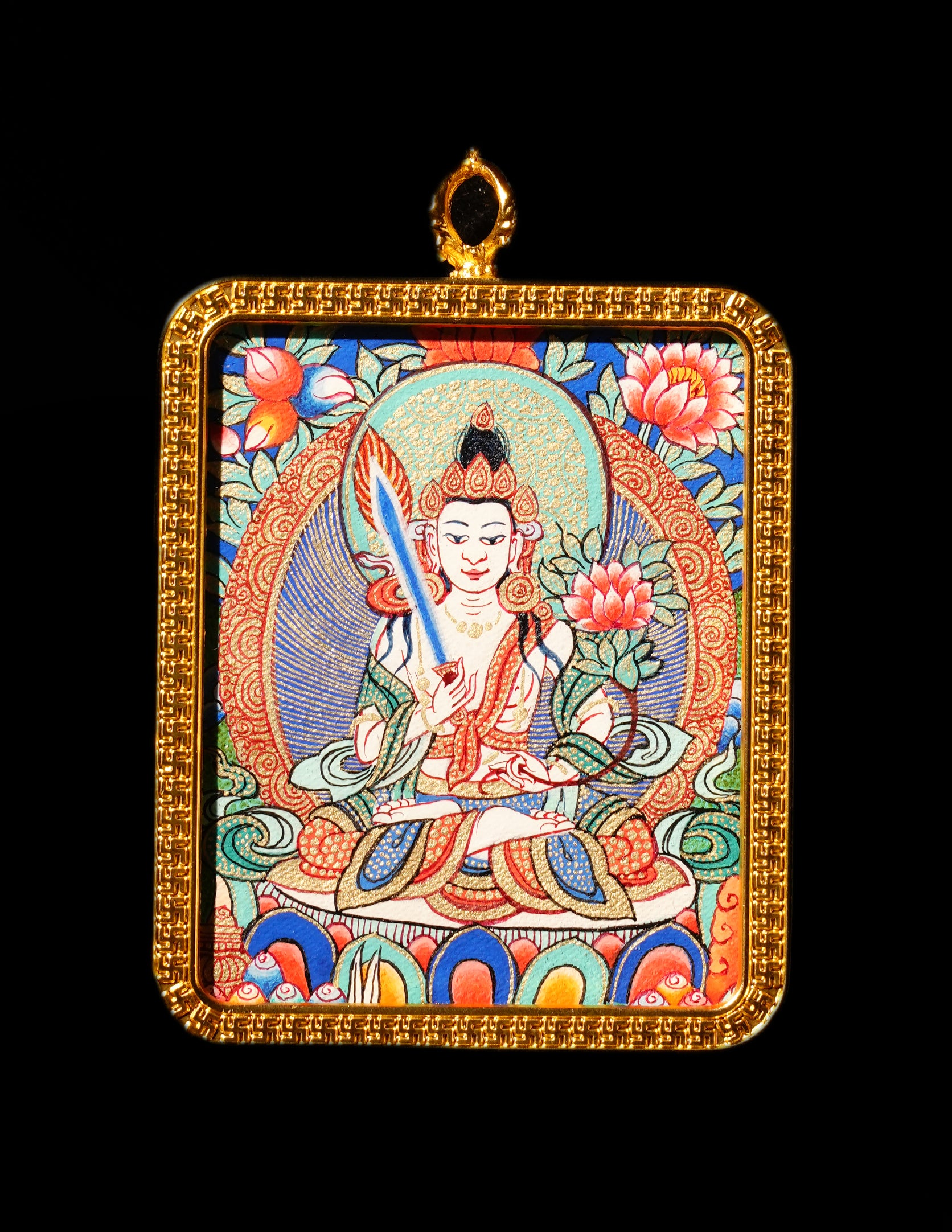 Akasagarbha buddha Bodhi leaf Thangka Pendant/ Locket/ Necklace/ Portable/ GauBOX/ Buddha amulet/ Carry-on/ Travel friendly