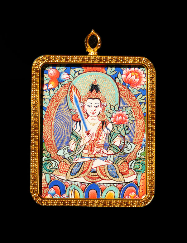 Akasagarbha buddha Bodhi leaf Thangka Pendant/ Locket/ Necklace/ Portable/ GauBOX/ Buddha amulet/ Carry-on/ Travel friendly