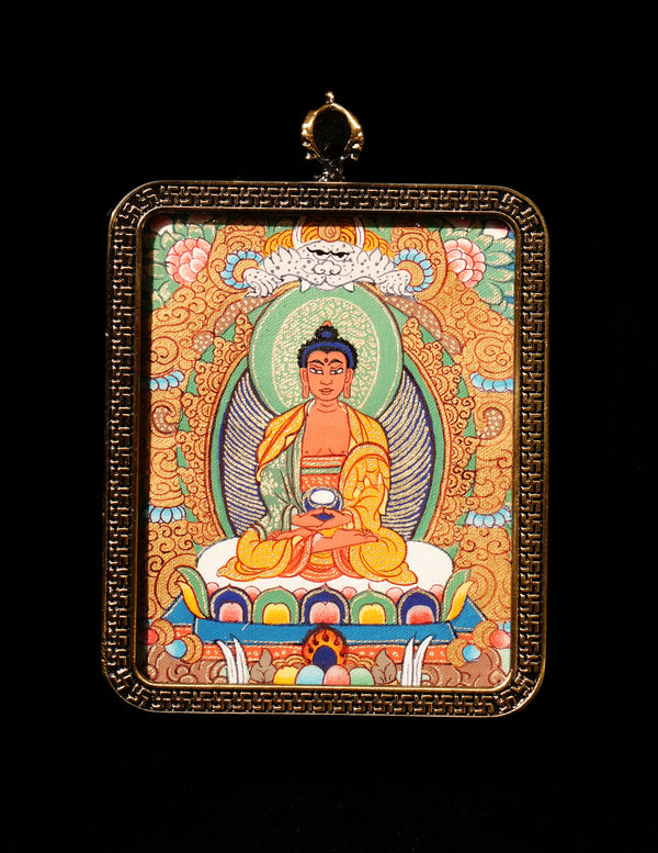 Amitabha Buddha Thangka/ Pendant/ Locket/ Necklace/ Portable/ GauBOX/ Buddha amulet/ Carry-on/ Travel friendly