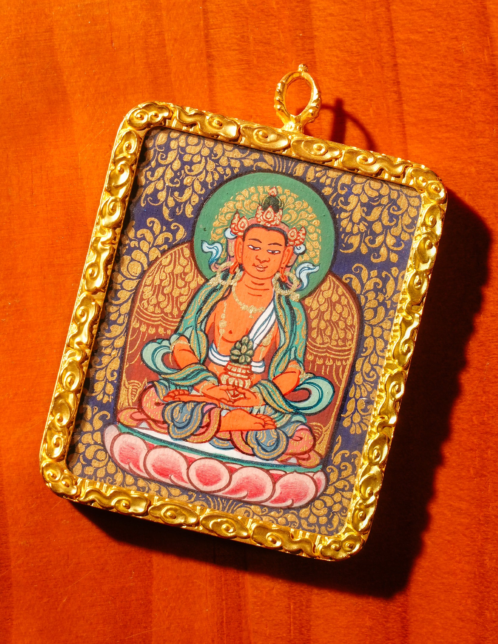 Amitayus Buddha Thangka/ Pendant/ Locket/ Necklace/ Portable/ GauBOX/ Buddha amulet/ Carry-on/ Travel friendly