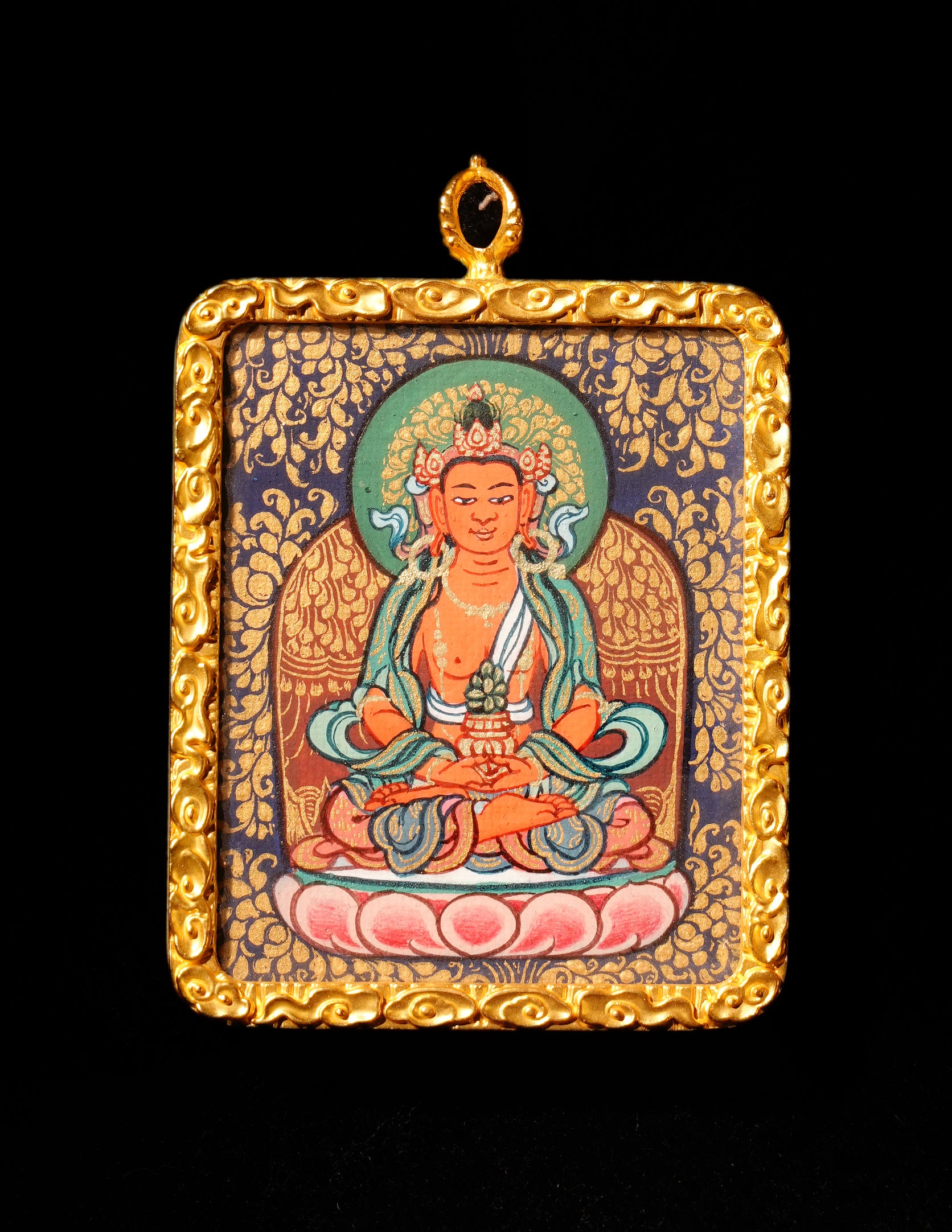 Amitayus Buddha Thangka/ Pendant/ Locket/ Necklace/ Portable/ GauBOX/ Buddha amulet/ Carry-on/ Travel friendly