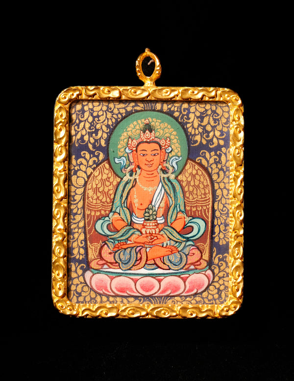 Amitayus Buddha Thangka/ Pendant/ Locket/ Necklace/ Portable/ GauBOX/ Buddha amulet/ Carry-on/ Travel friendly