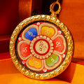 Om Mantra Mandala Thangka Pendant Classic Round Yellow
