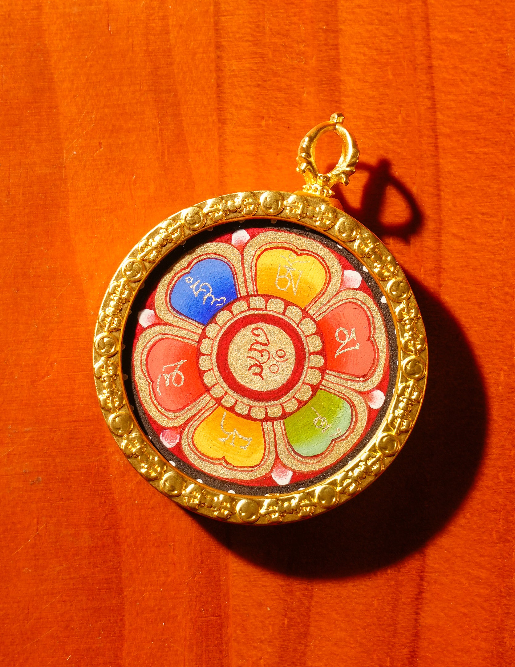 Om Mantra Mandala Thangka Pendant/ Locket/ Necklace/ Portable/ GauBOX/ Buddha amulet/ Carry-on/ Travel friendly TXS030001