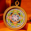Om Mantra Mandala Thangka Pendant Classic Round Green
