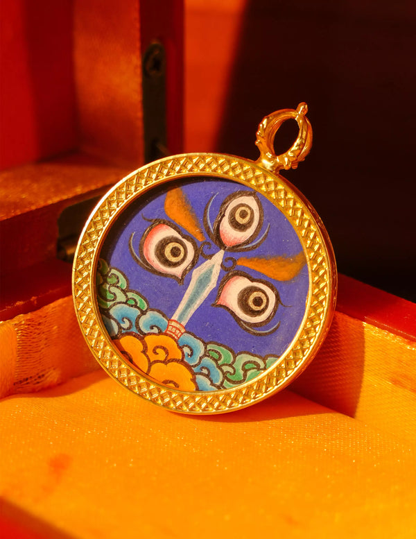 Mahakala Buddha Eye Thangka Pendant/ Locket/ Necklace/ Portable/ Gau BOX/ Carry-on/ Travel Friendly