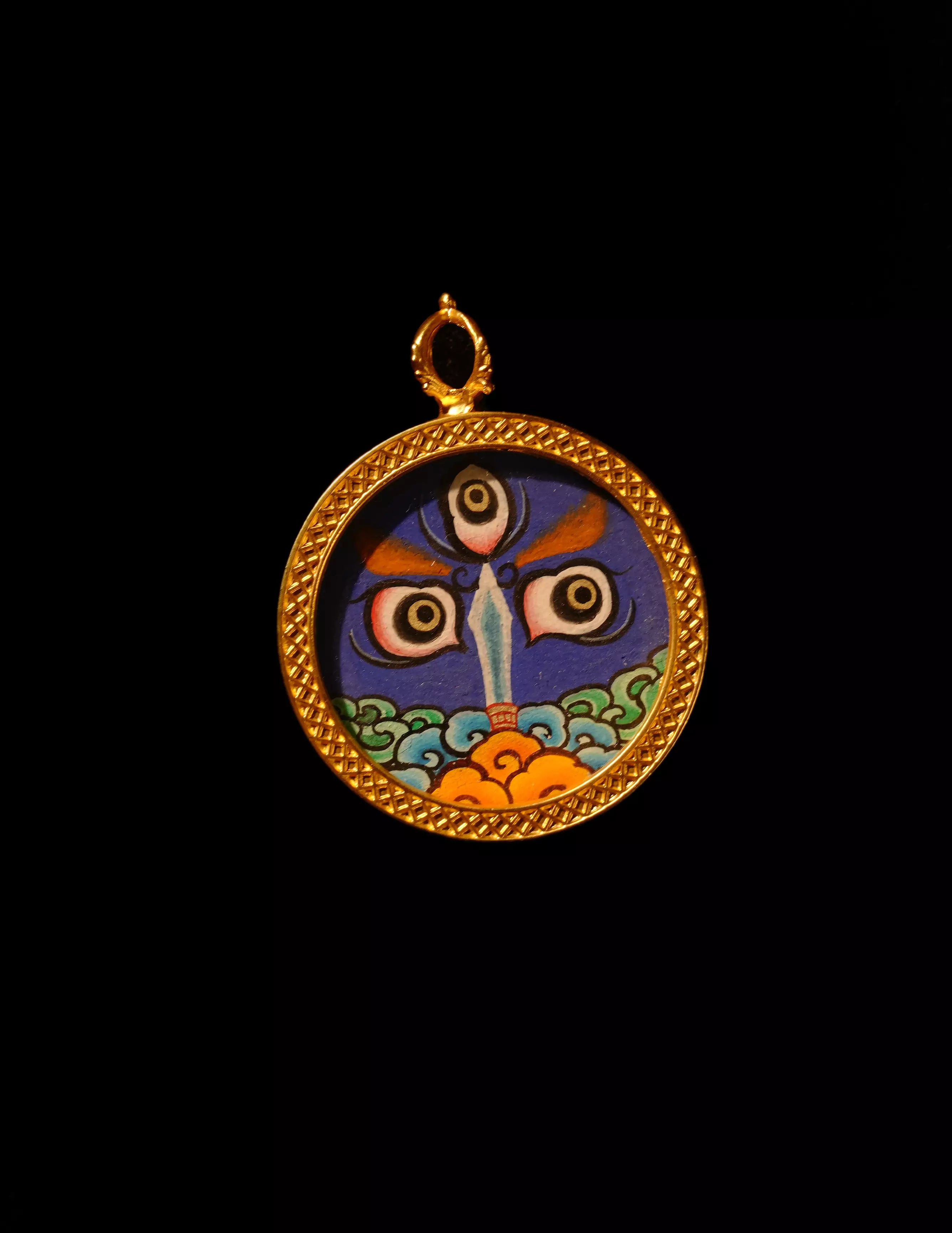 Mahakala Buddha Eye Thangka Pendant/ Locket/ Necklace/ Portable/ Gau BOX/ Carry-on/ Travel Friendly