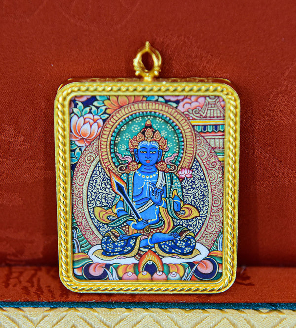 Akasagarbha Buddha Thangka Pendant Blue