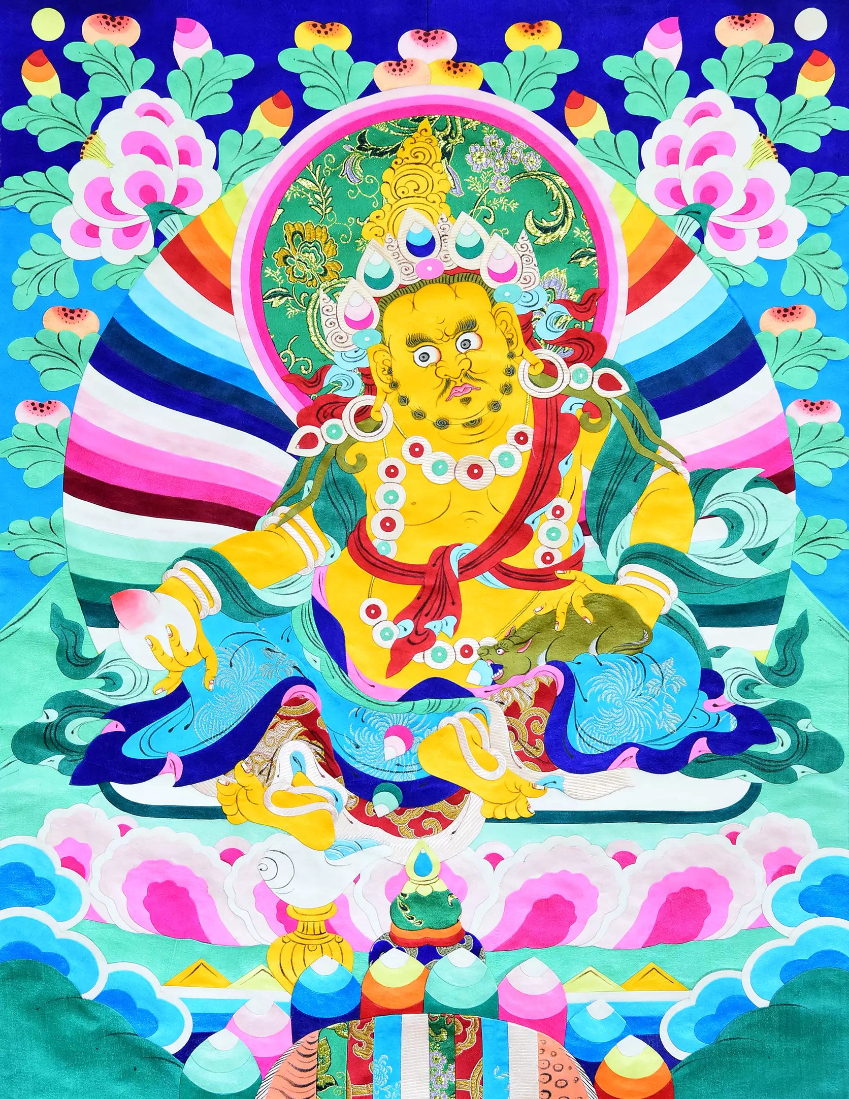 Yellow Dzambala Barbola Thangka