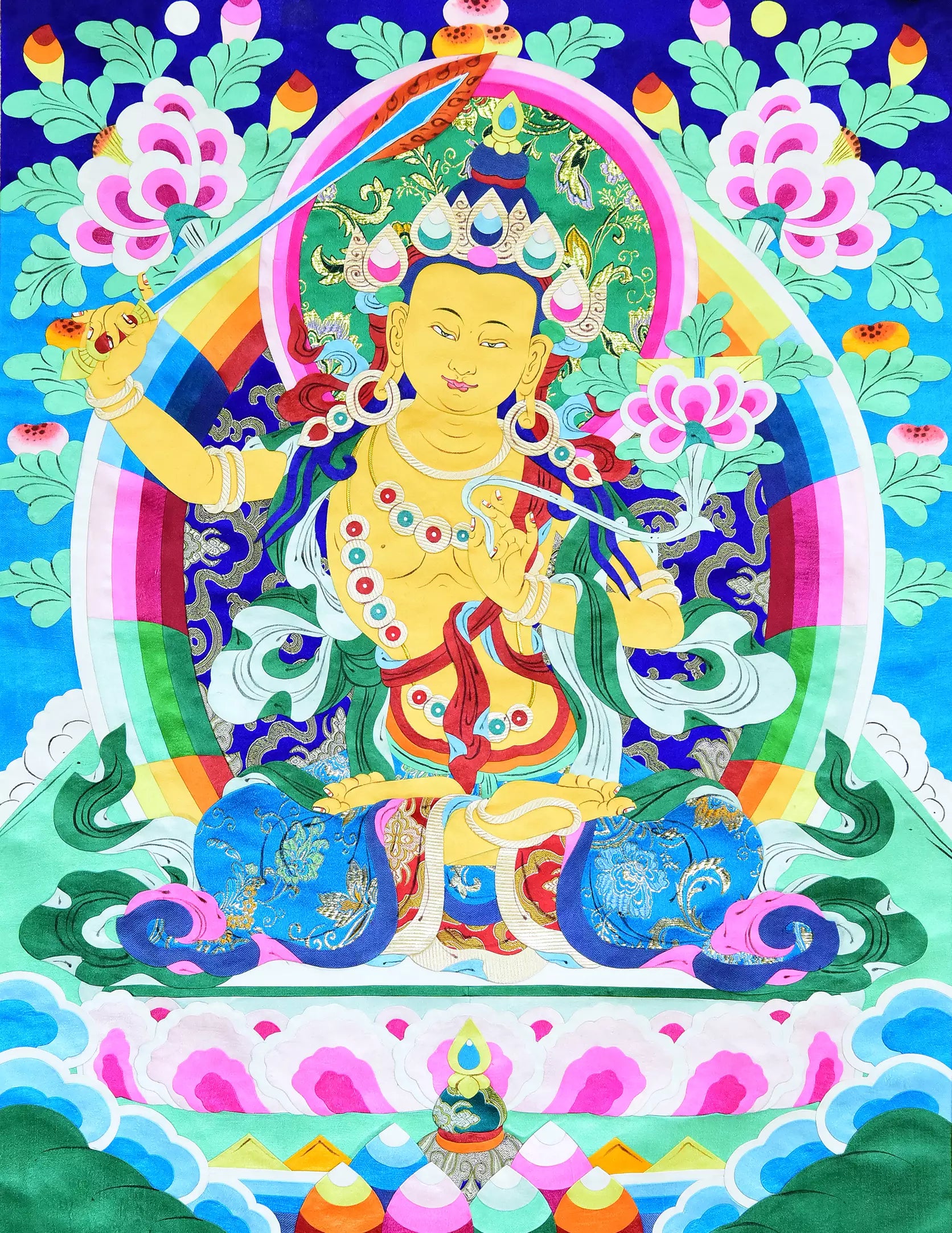 Manjushri Buddha Barbola Thangka