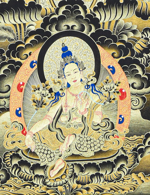 Chenrezig Buddha Black Thangka Art