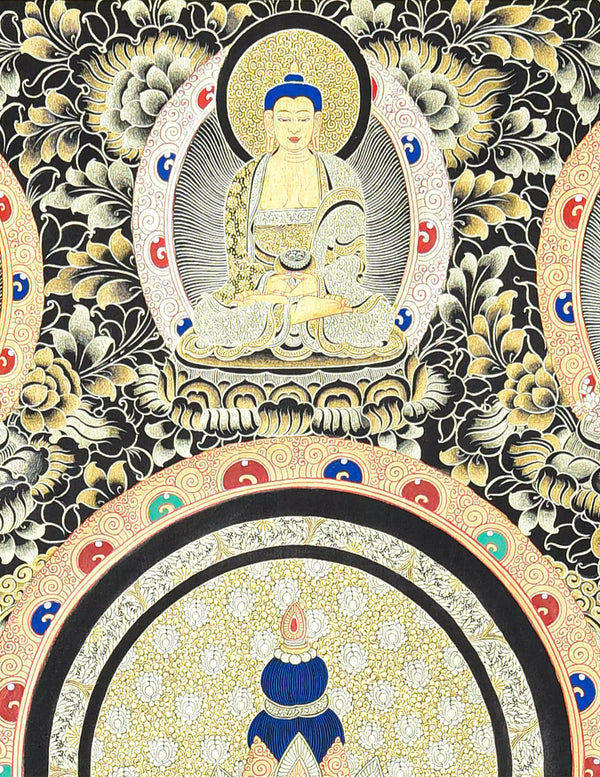 Chenrezig Buddha Black Thangka Art