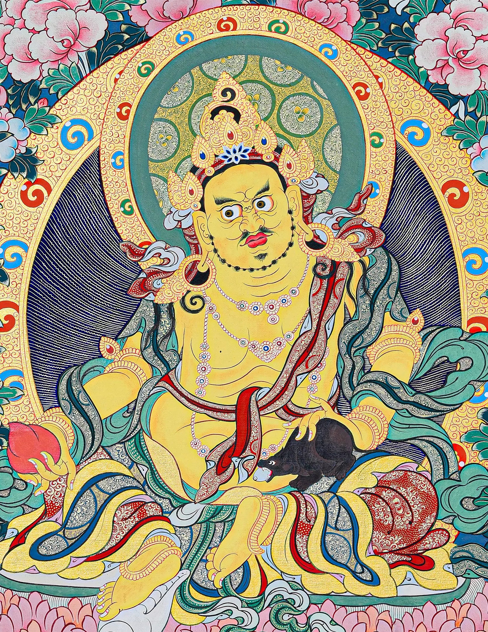 Yellow Dzambala Thangka Art