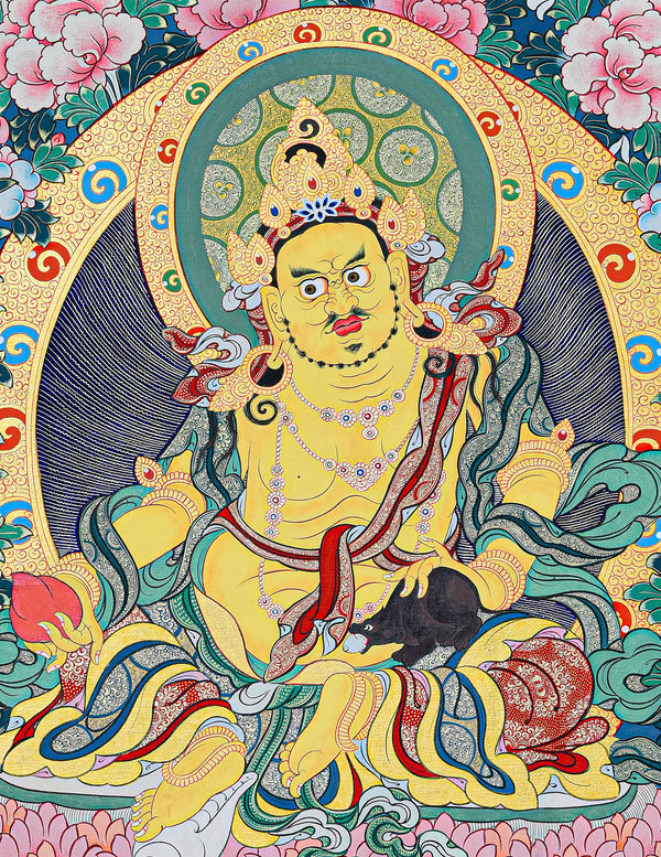 Yellow Dzambala Thangka Art