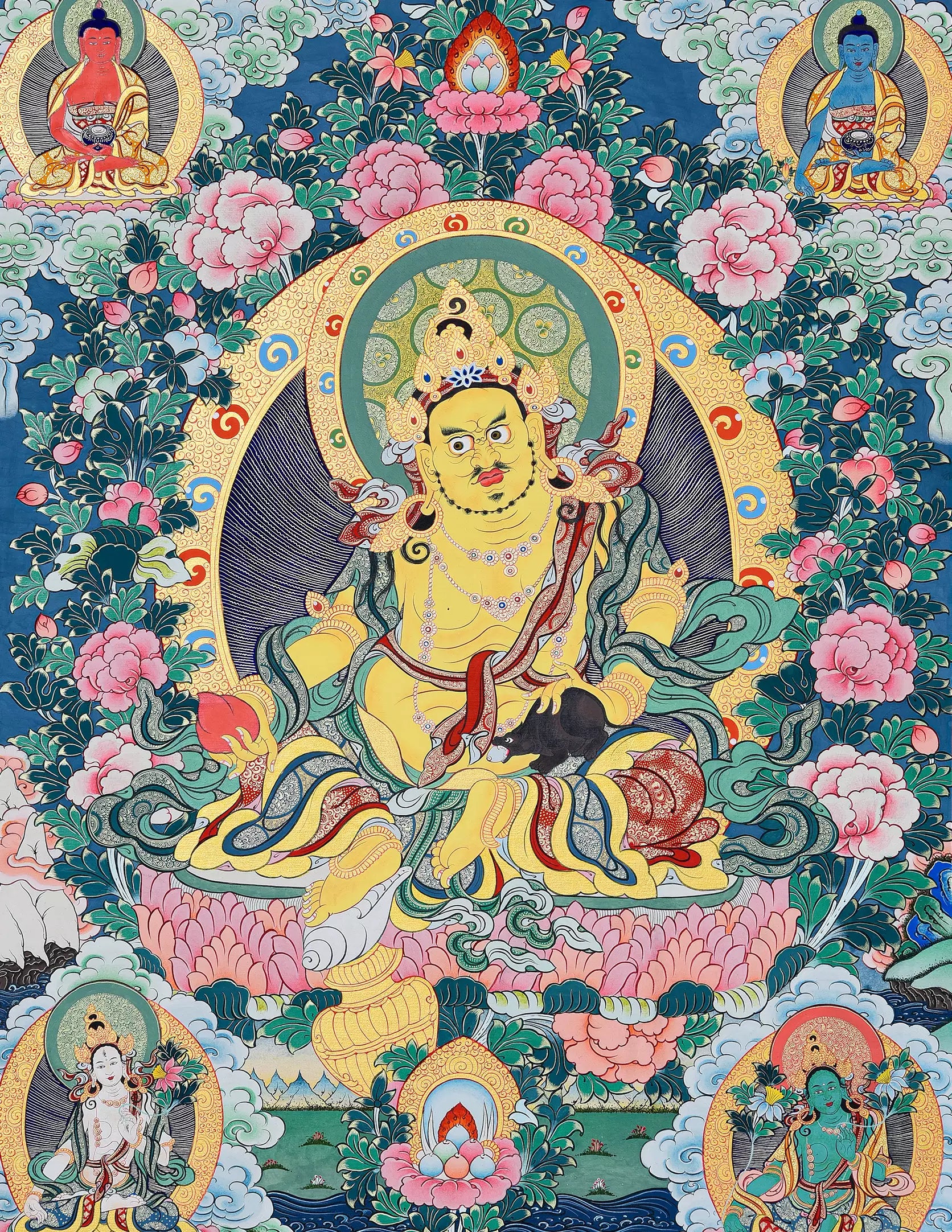 Yellow Dzambala Thangka Art