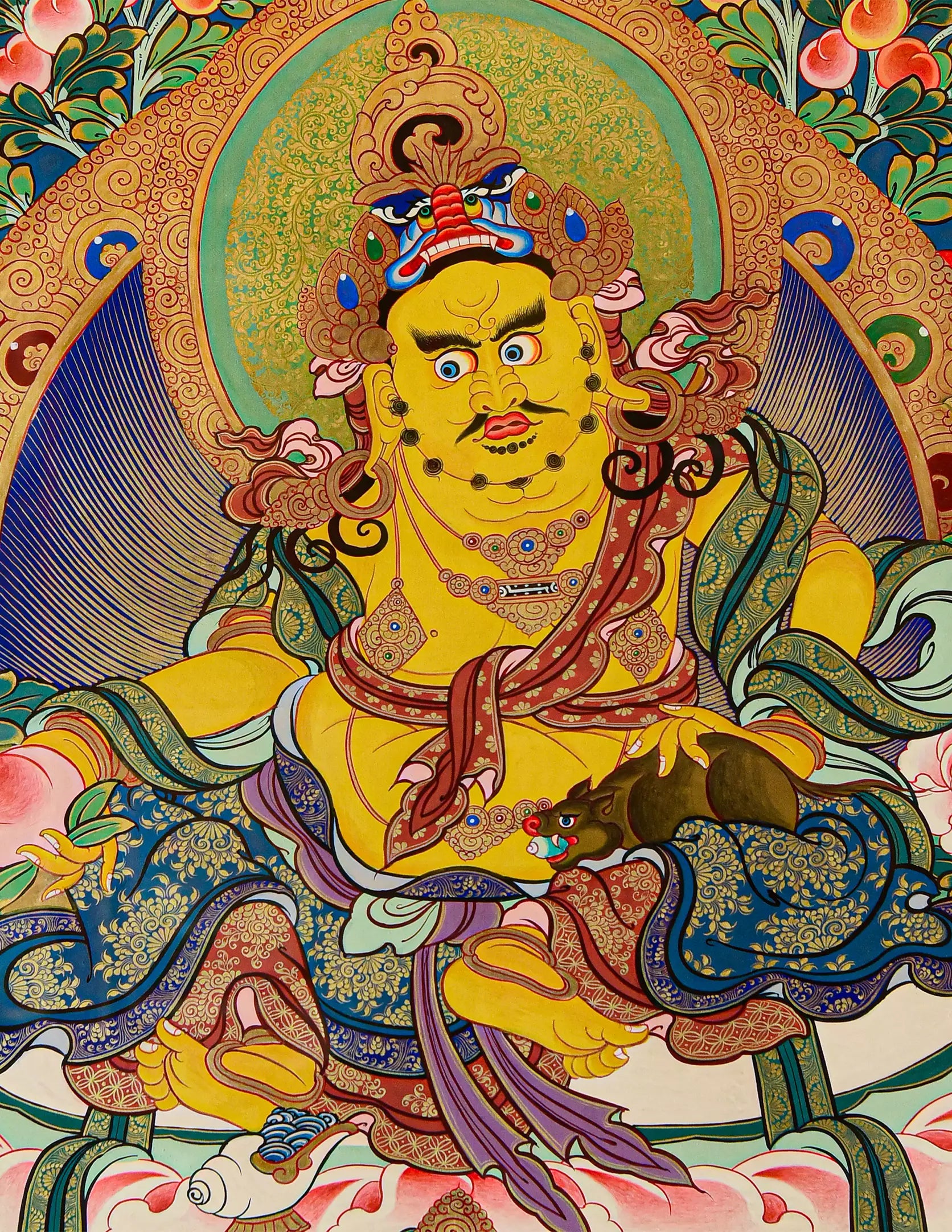 Yellow Dzambala Thangka Art