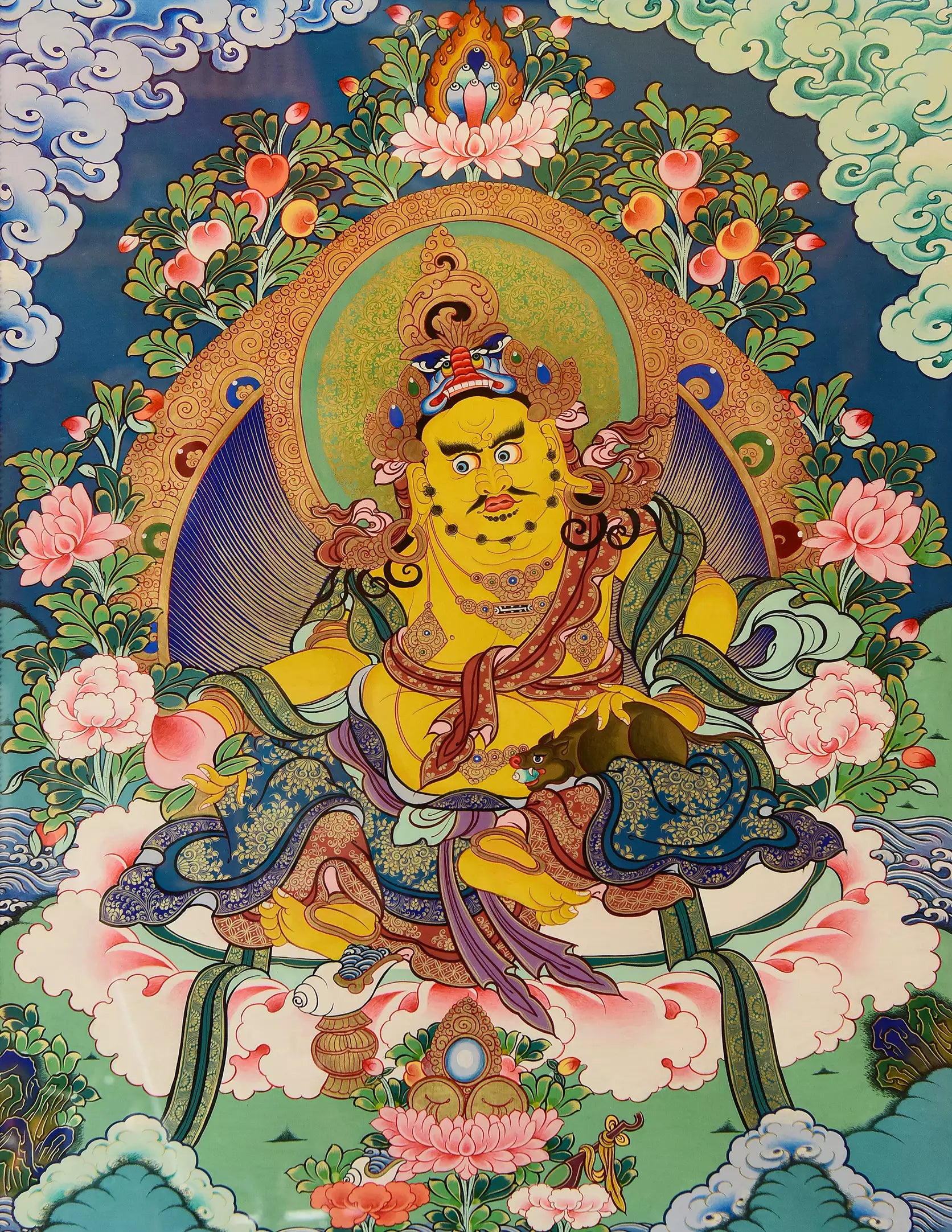 Yellow Dzambala Thangka Art