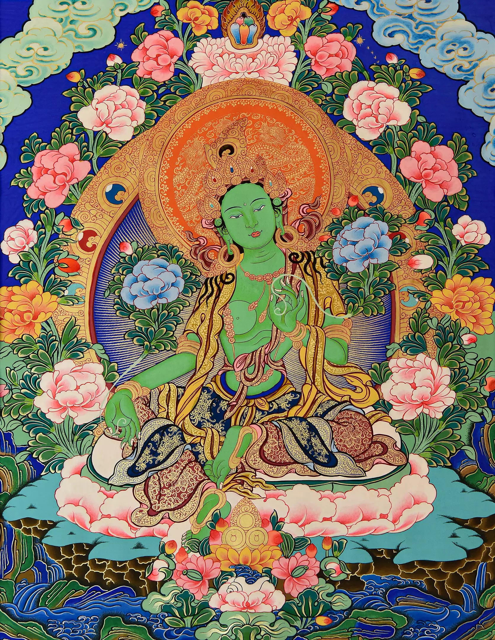Green Tara Thangka Art