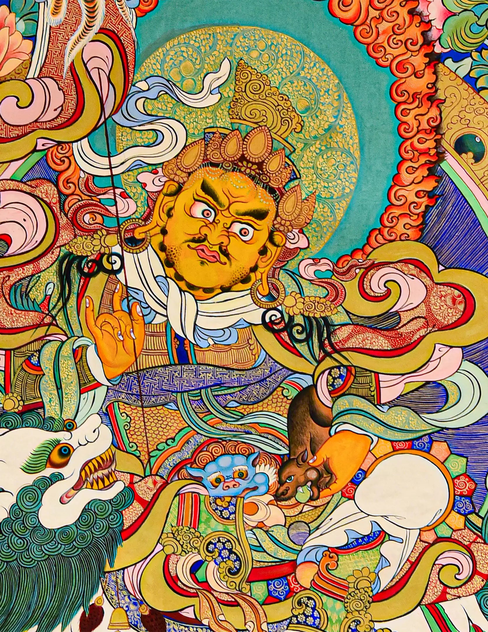 Jambhala & Five Directions Dzambala Thangka Art