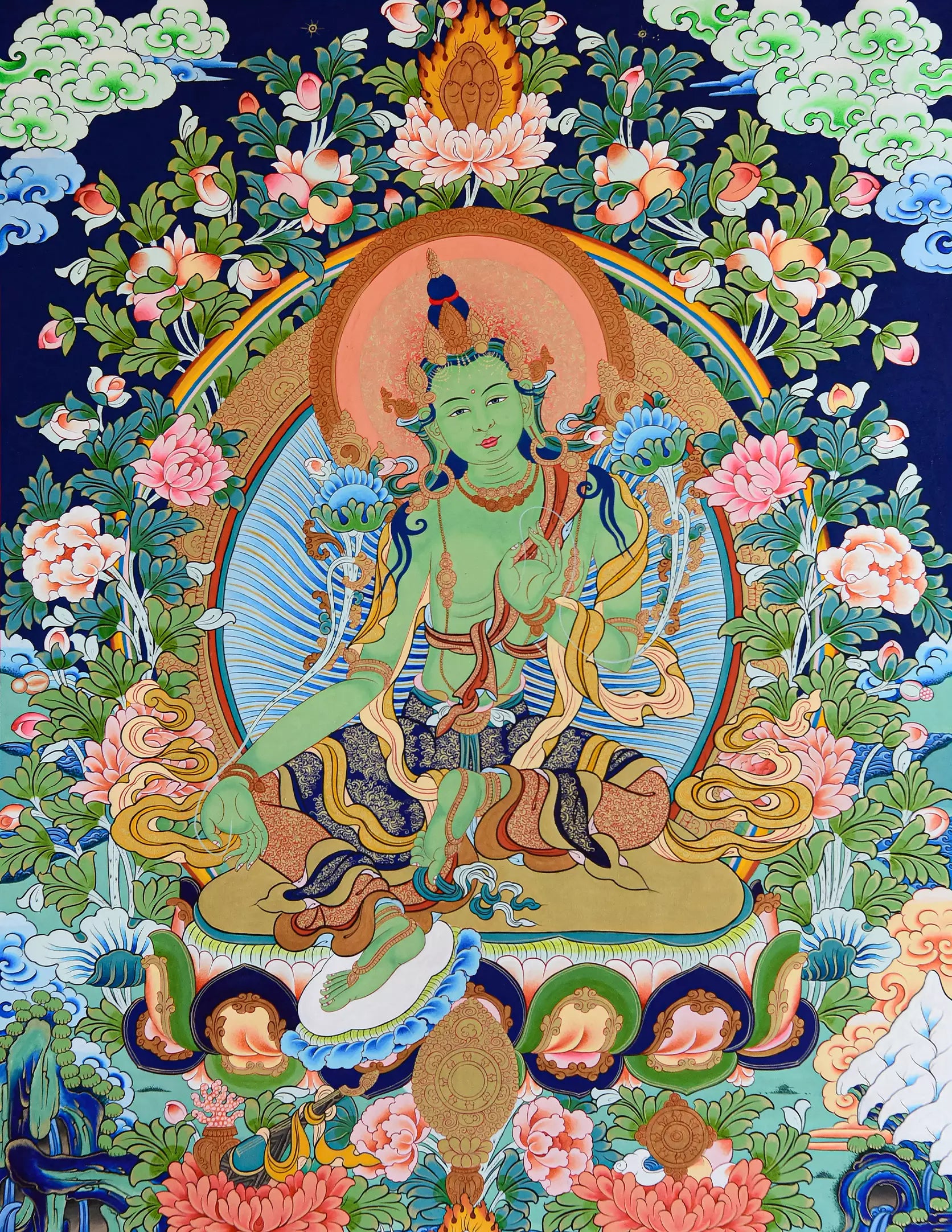 Green Tara Thangka Art