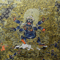 Six-Armed Mahakala Black-Gold Commissioned Thangka Painting