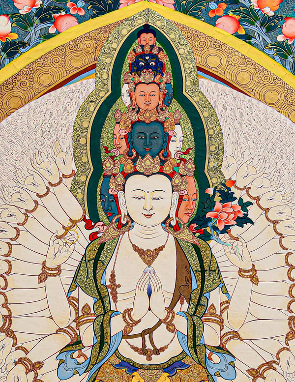 Thousand-Armed Thousand-Eyed Chenrezig Buddha Thangka - Tibetan Buddhist Art