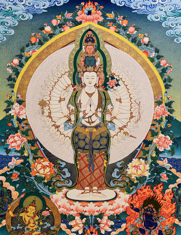 Thousand-Armed Thousand-Eyed Chenrezig Buddha Thangka - Tibetan Buddhist Art