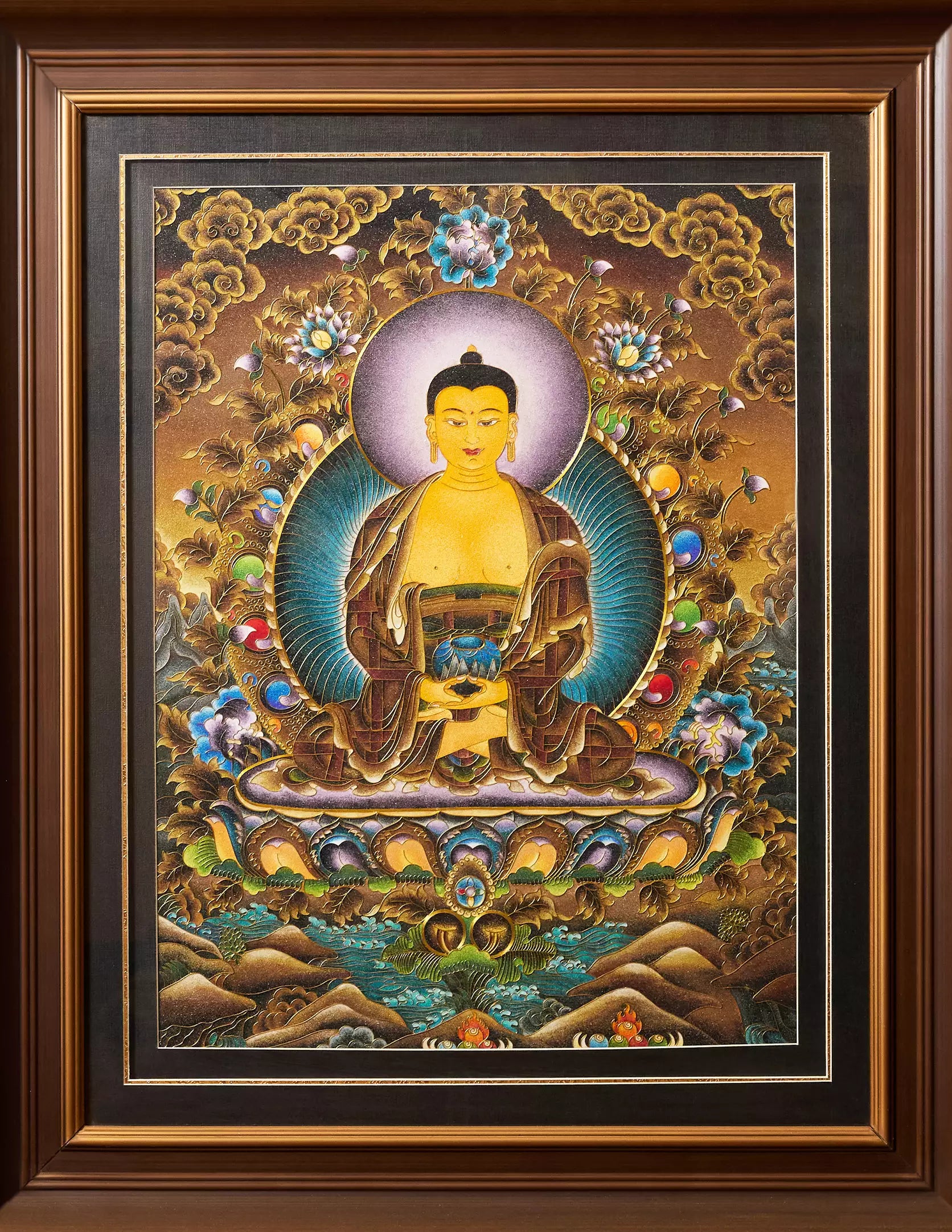 Amitabha Buddha Filigree Cloisonné Thangka