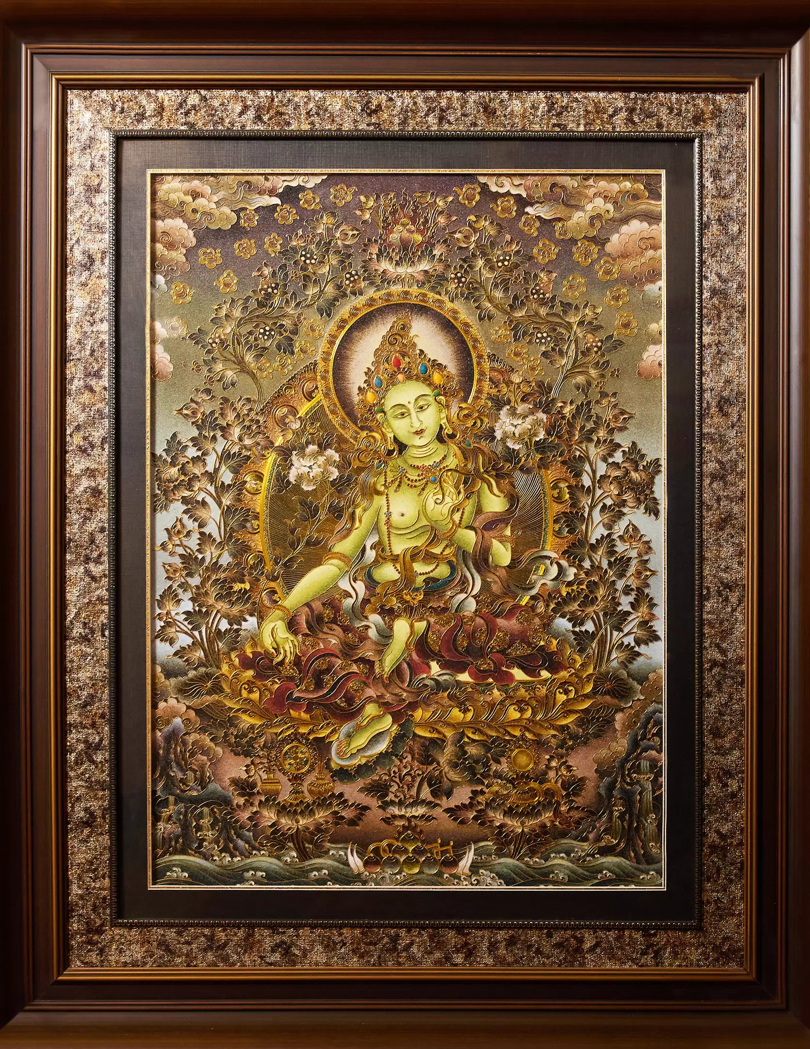 Green Tara Filigree Cloisonné Thangka