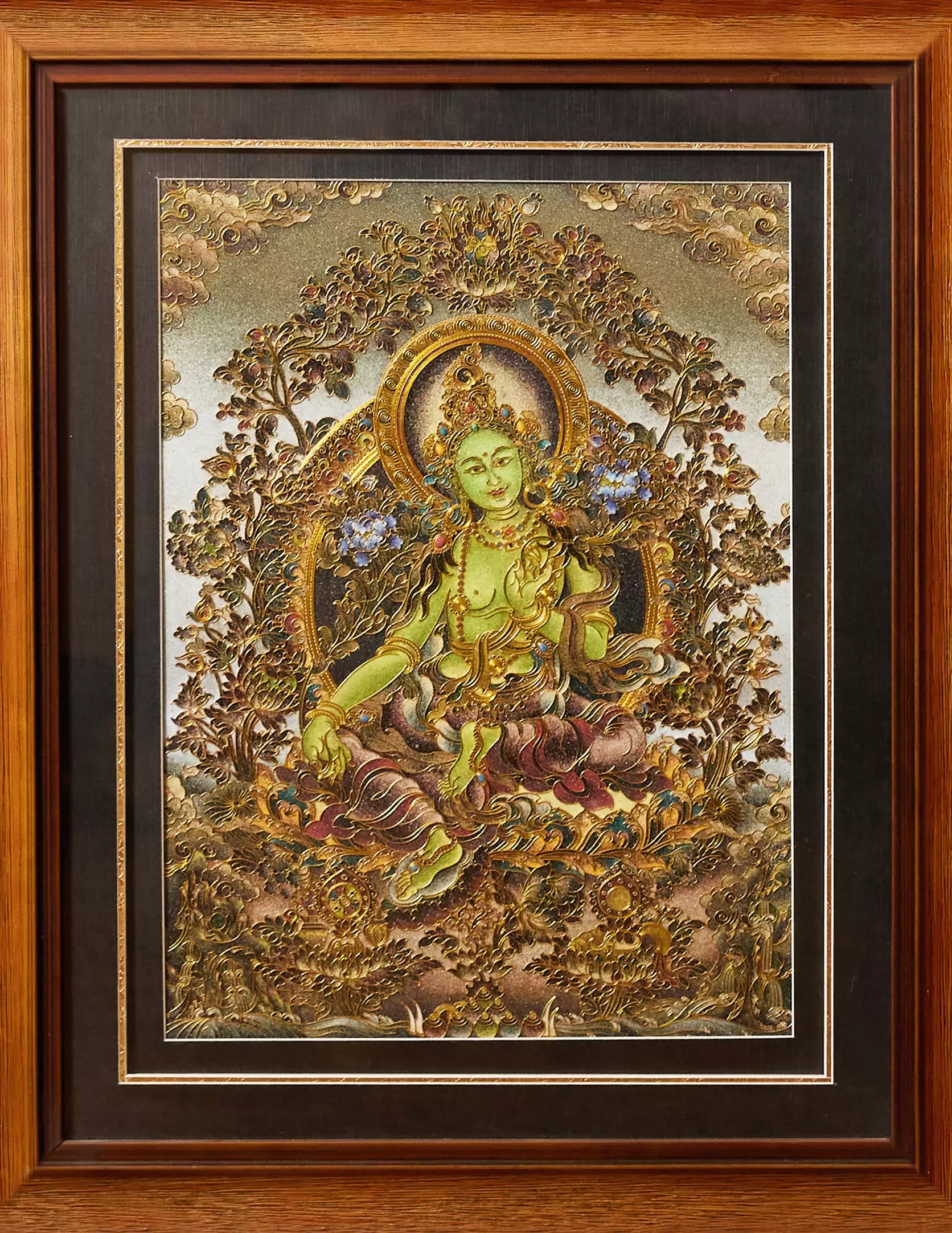Green Tara Filigree Cloisonné Thangka