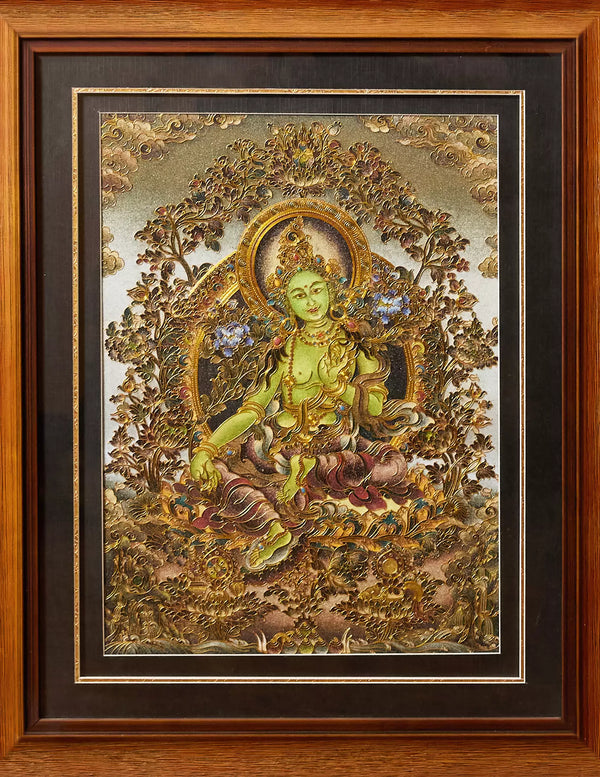 Green Tara Filigree Cloisonné Thangka