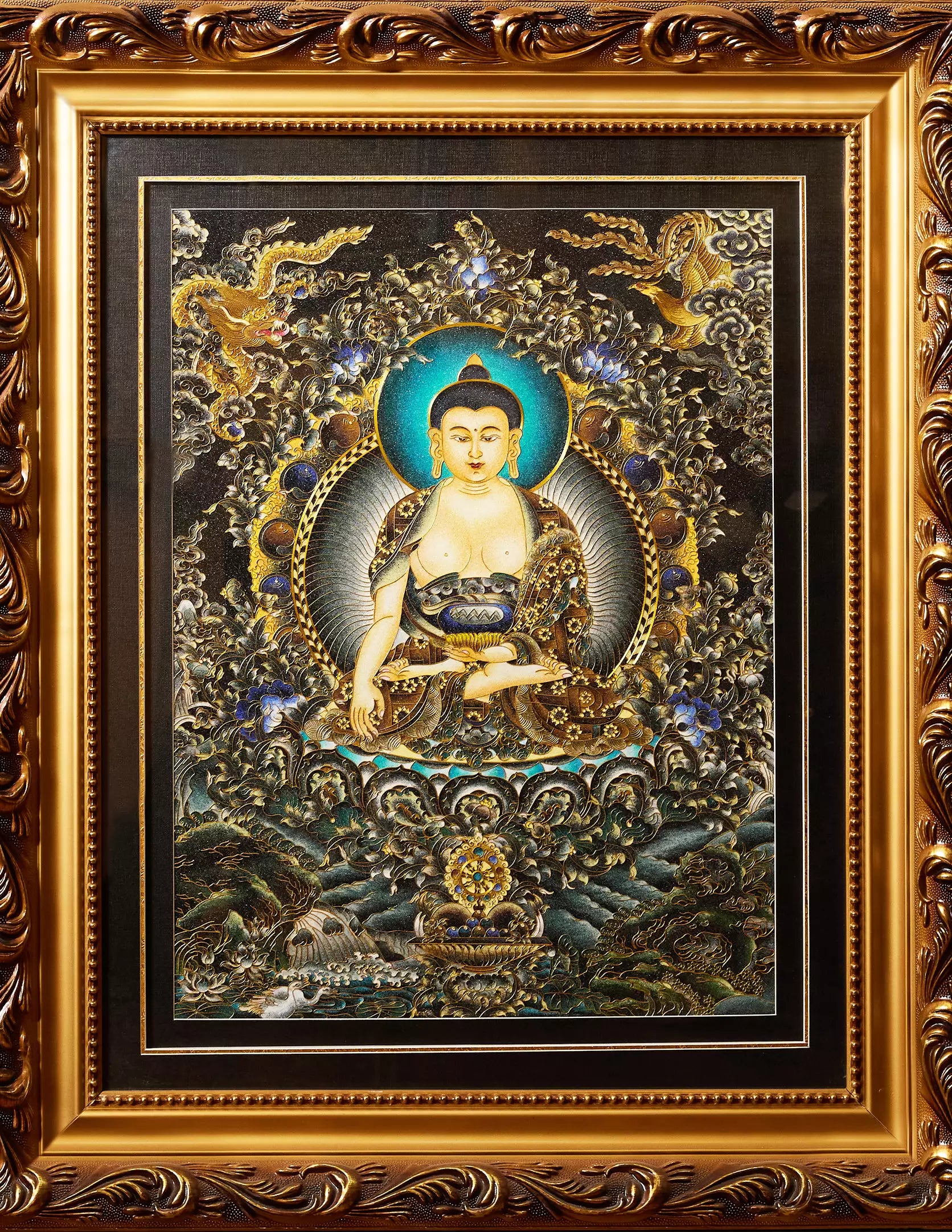 Sakyamuni Buddha Filigree Cloisonné Thangka