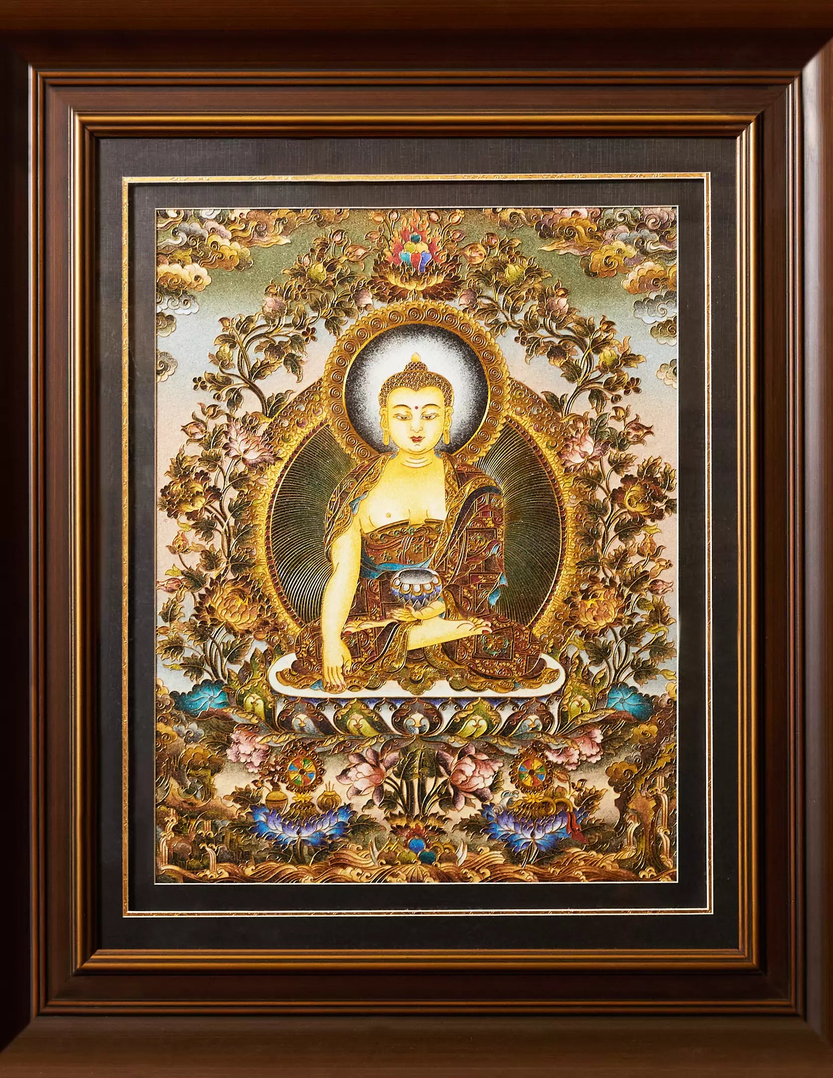 Sakyamuni Buddha Filigree Cloisonné Thangka