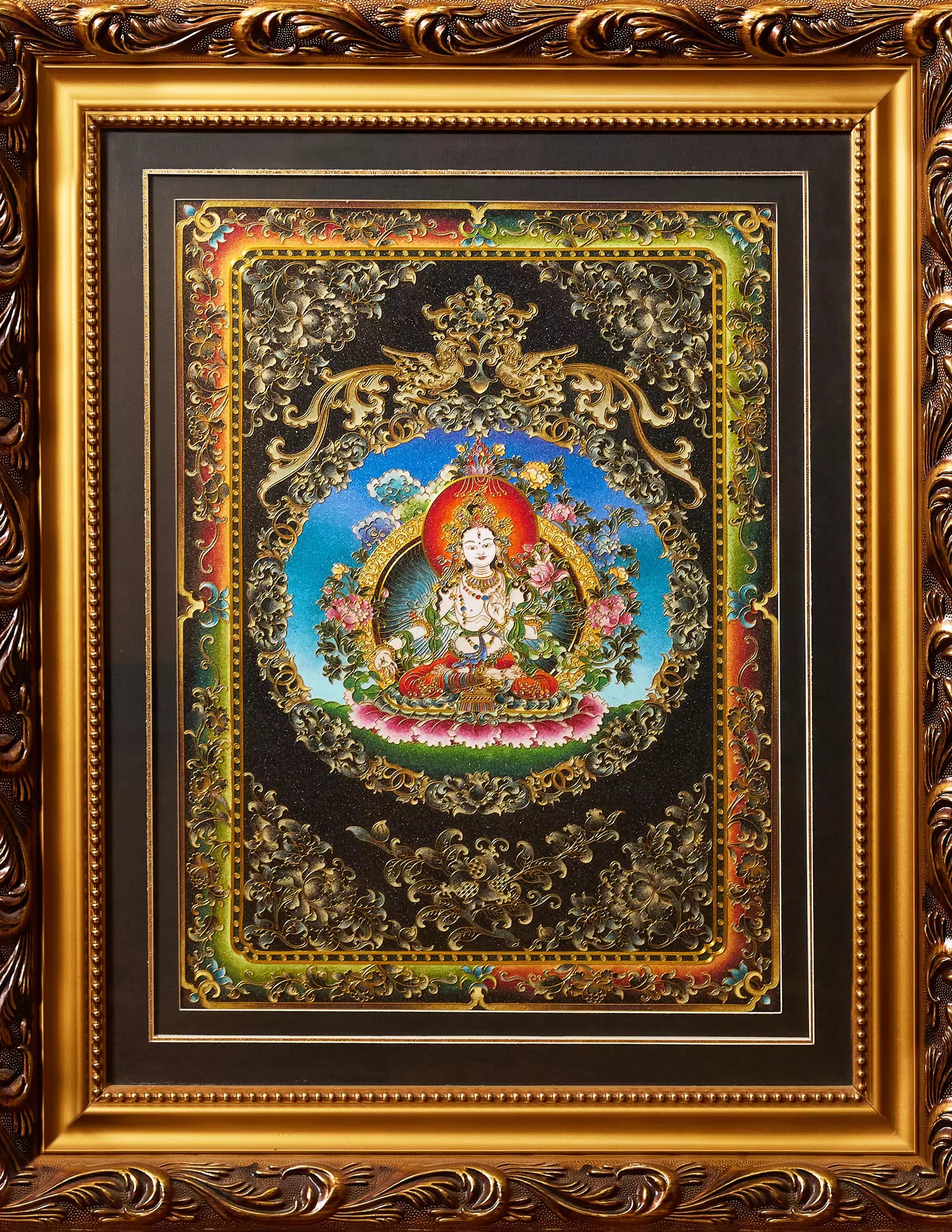 White Tara Filigree Cloisonné Thangka