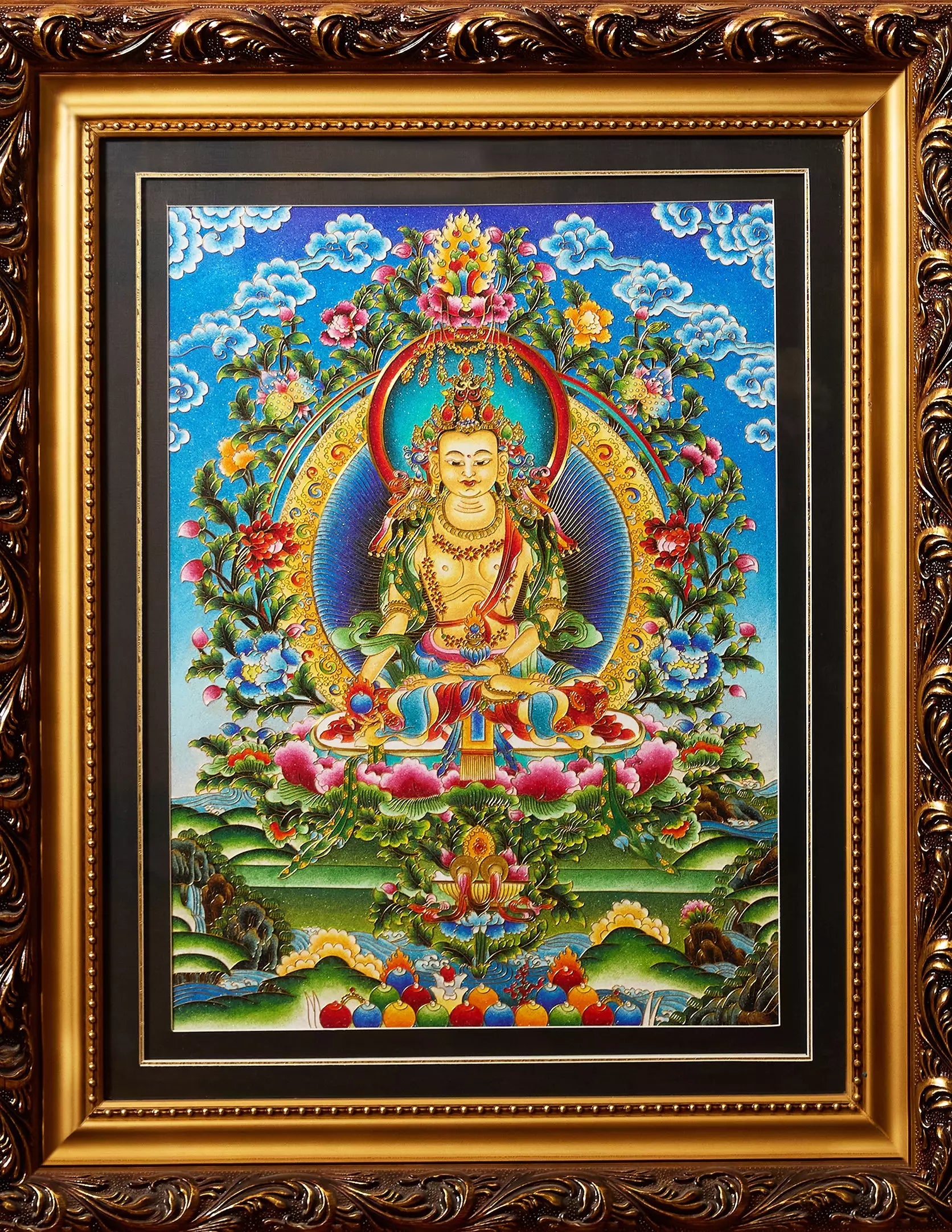 Ksitigarbha Bodhisattva Filigree Cloisonné Thangka