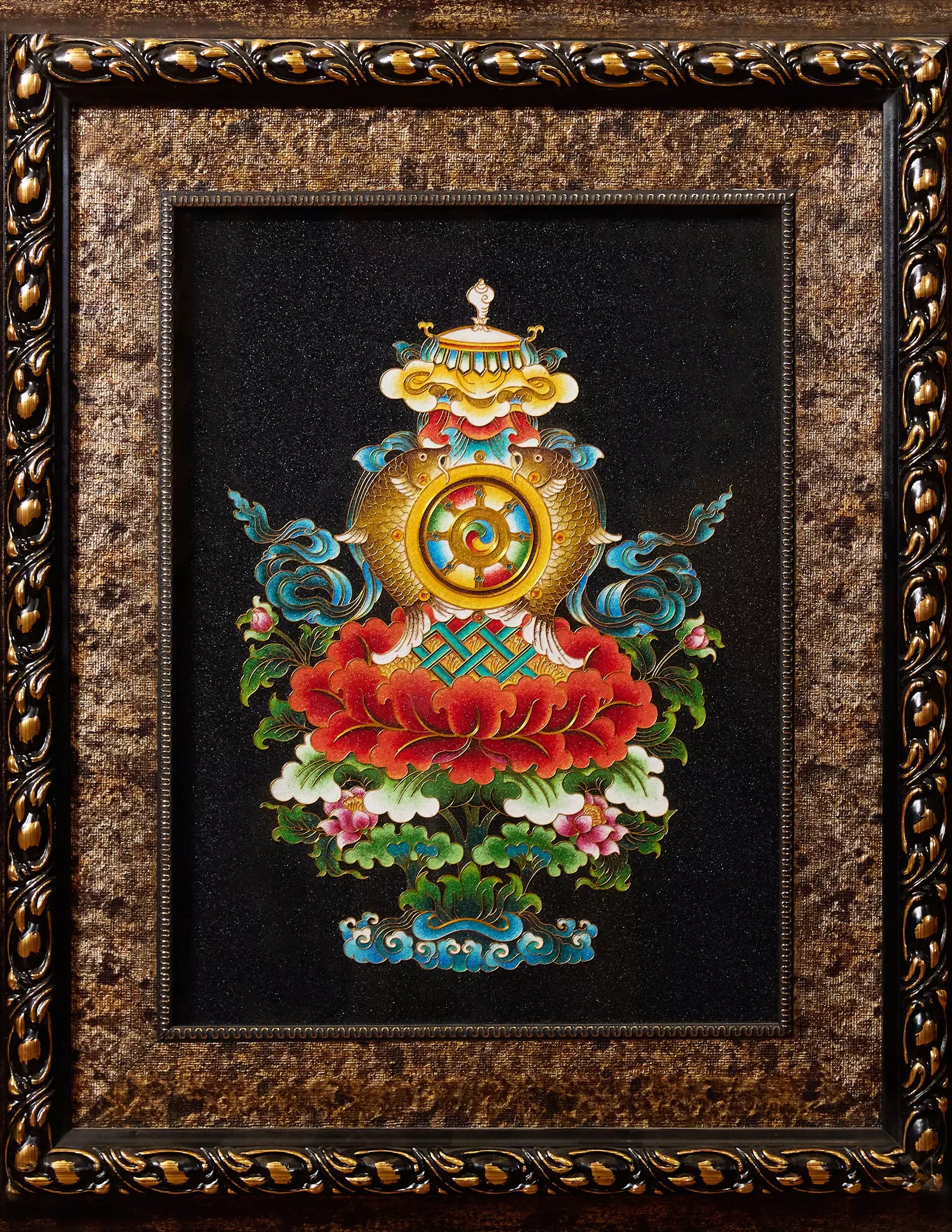 Eight Auspicious Symbols Filigree Cloisonné Thangka