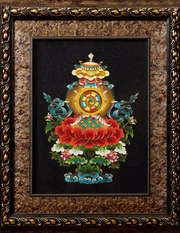 Eight Auspicious Symbols Filigree Cloisonné Thangka