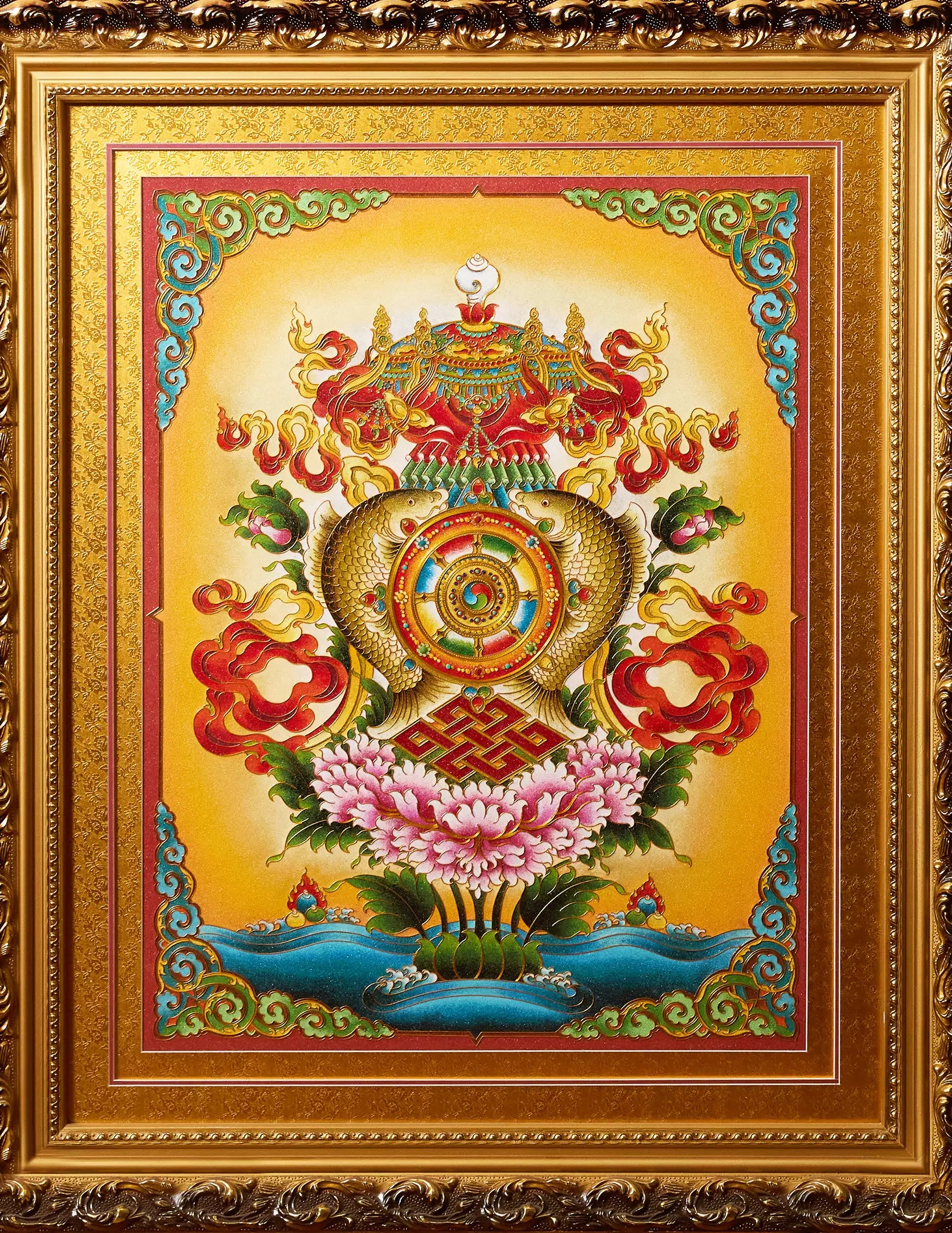 Eight Auspicious Symbols Filigree Cloisonné Thangka