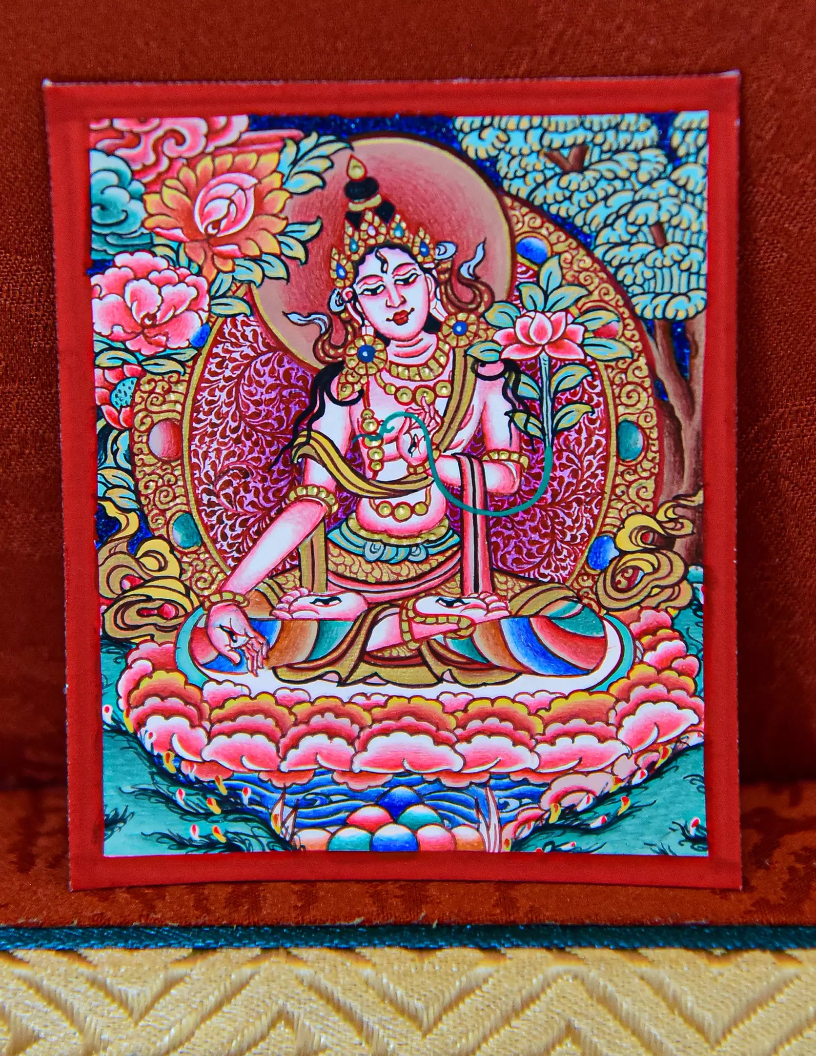 White Tara thangka Pendant/ Locket/ Necklace/ Portable/ GauBOX/ Buddha amulet/ Carry-on/ Travel friendly