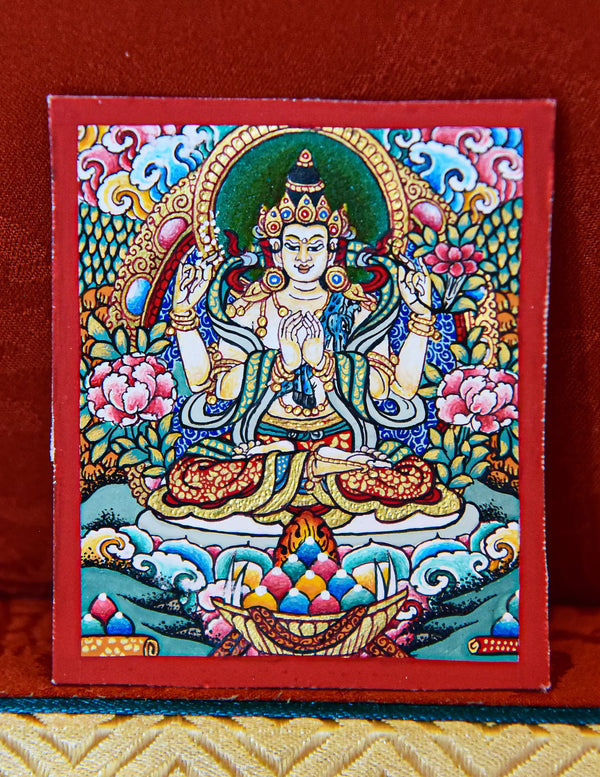 Chenrezig Buddha Thangka/ Pendant/ Locket/ Necklace/ Portable/ GauBOX/ Buddha amulet/ Carry-on/ Travel friendly