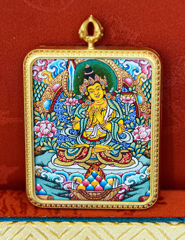 Manjushri Buddha Thangka Pendant/ Locket/ Necklace/ Portable/ GauBOX/ Buddha amulet/ Carry-on/ Travel friendly