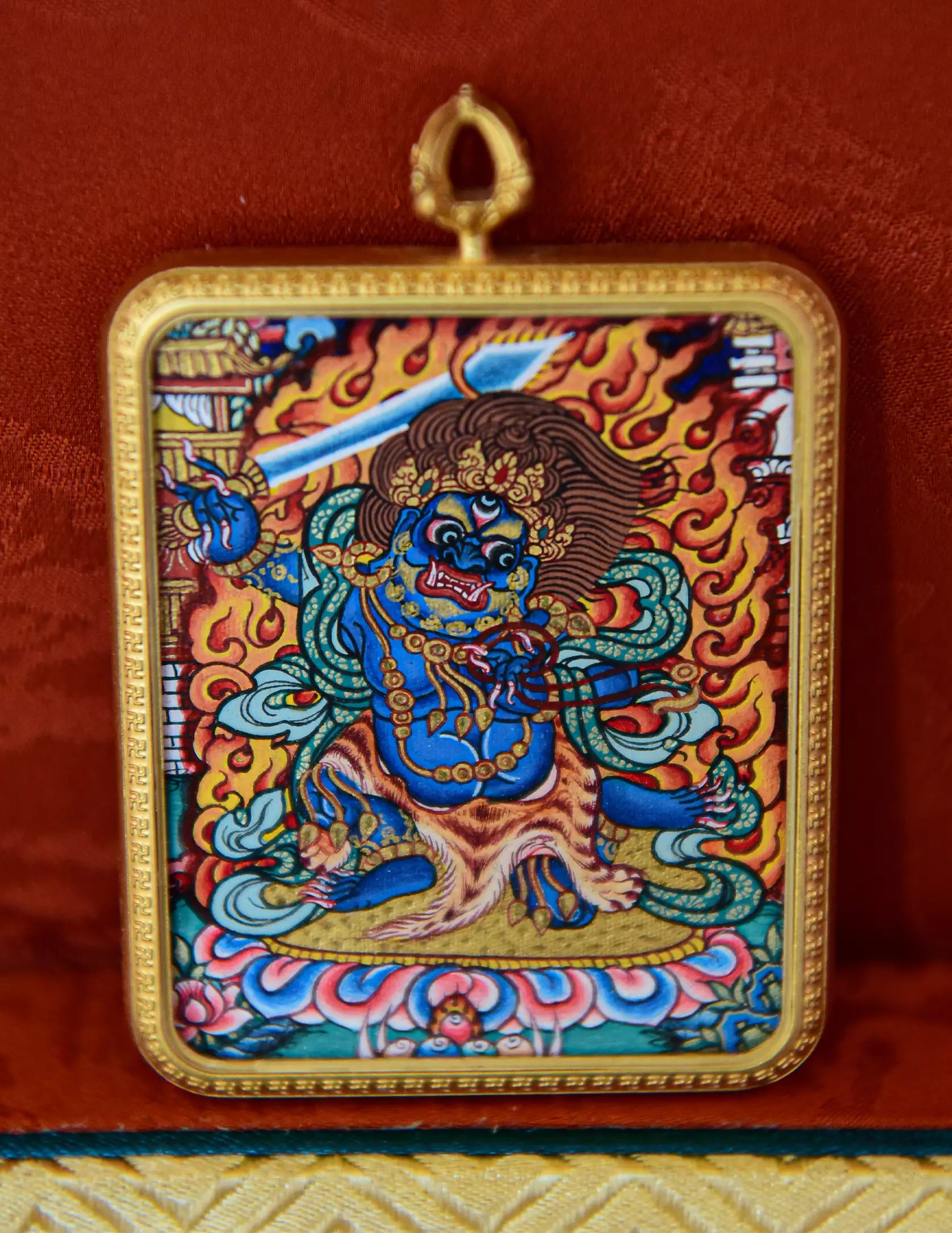 Acalanatha Thangka Pendant/ Locket/ Necklace/ Portable/ GauBOX/ Buddha amulet/ Carry-on/ Travel friendly