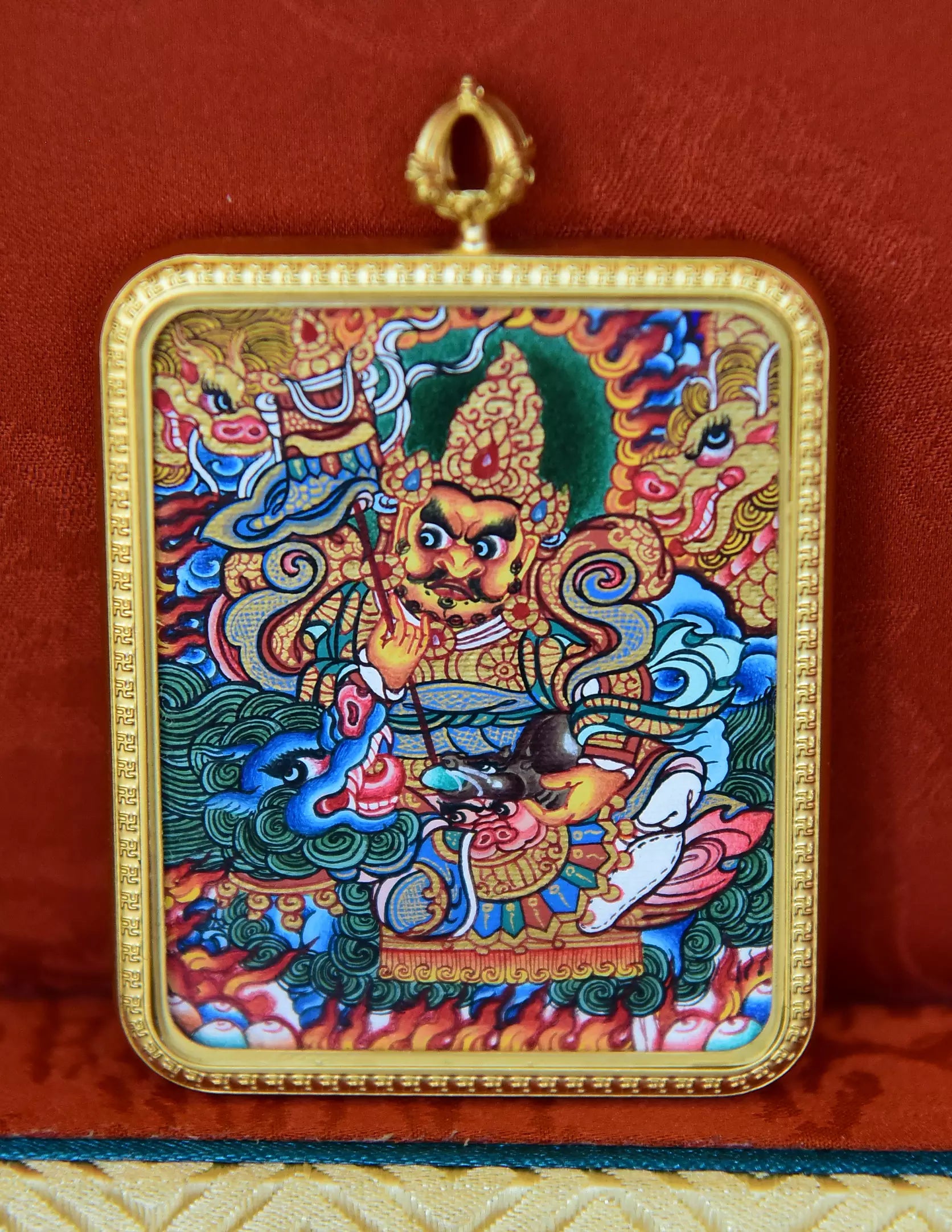 Jambhala Thangka Pendant/ Locket/ Necklace/ Portable/ GauBOX/ Buddha amulet/ Carry-on/ Travel friendly