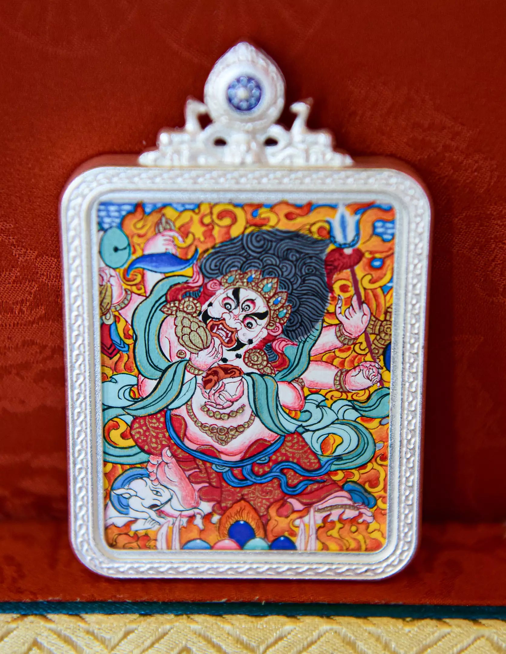 Mahakala thangka/ Pendant/ Locket/ Necklace/ Portable/ GauBOX/ Buddha amulet/ Carry-on/ Travel friendly