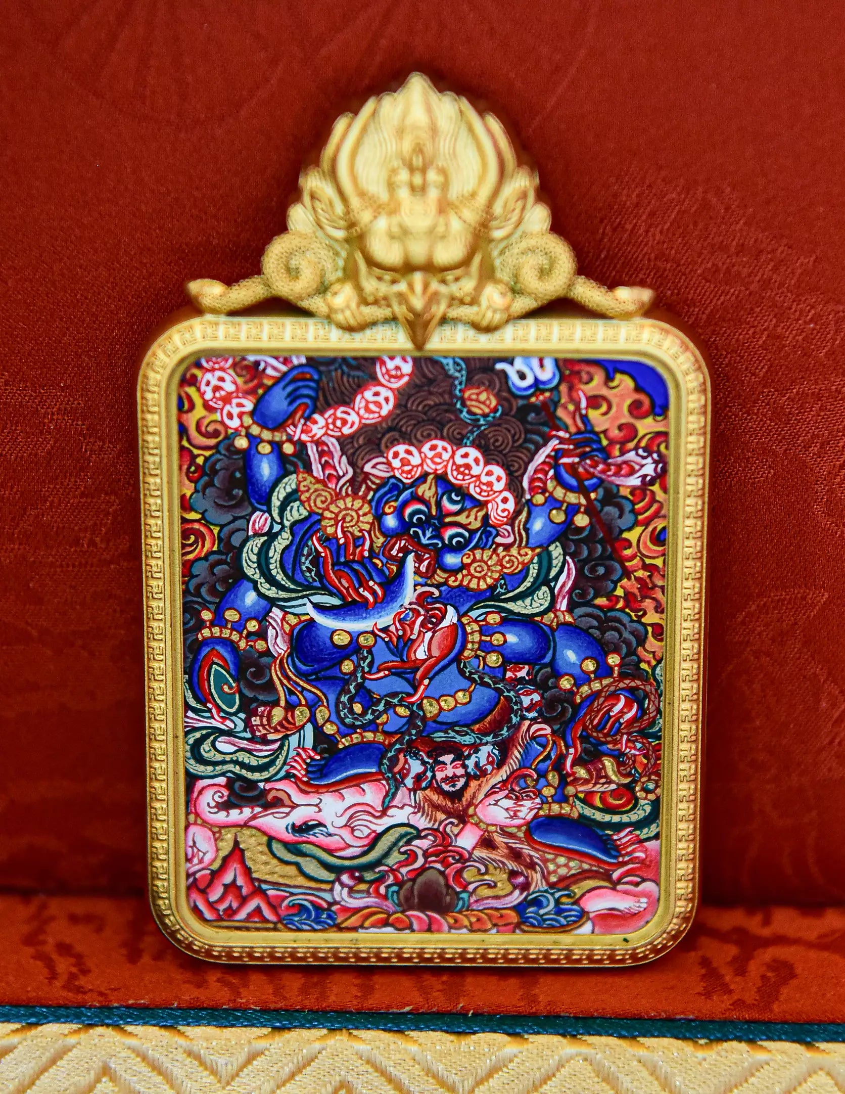 Mahakala thangka/ Pendant/ Locket/ Necklace/ Portable/ GauBOX/ Buddha amulet/ Carry-on/ Travel friendly