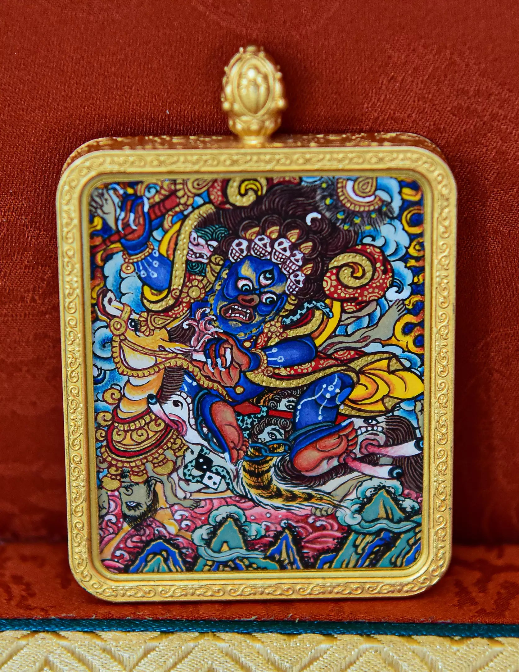 Mahakala thangka/ Pendant/ Locket/ Necklace/ Portable/ GauBOX/ Buddha amulet/ Carry-on/ Travel friendly