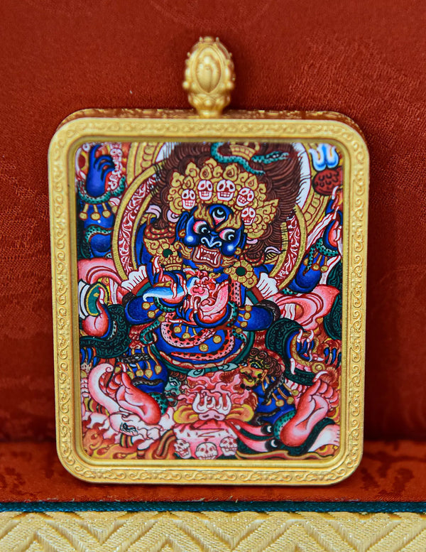 Mahakala thangka/ Pendant/ Locket/ Necklace/ Portable/ GauBOX/ Buddha amulet/ Carry-on/ Travel friendly