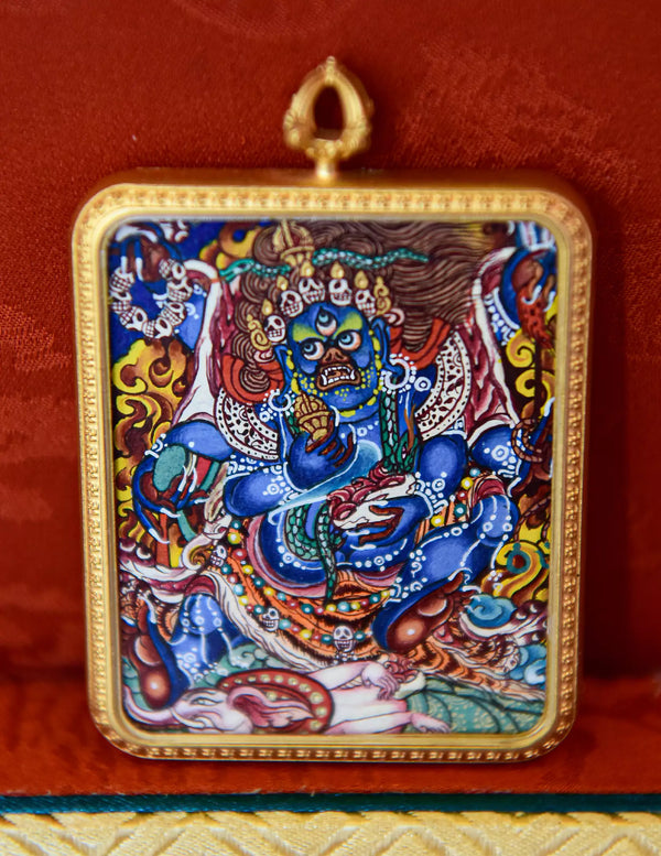 Mahakala thangka/ Pendant/ Locket/ Necklace/ Portable/ GauBOX/ Buddha amulet/ Carry-on/ Travel friendly